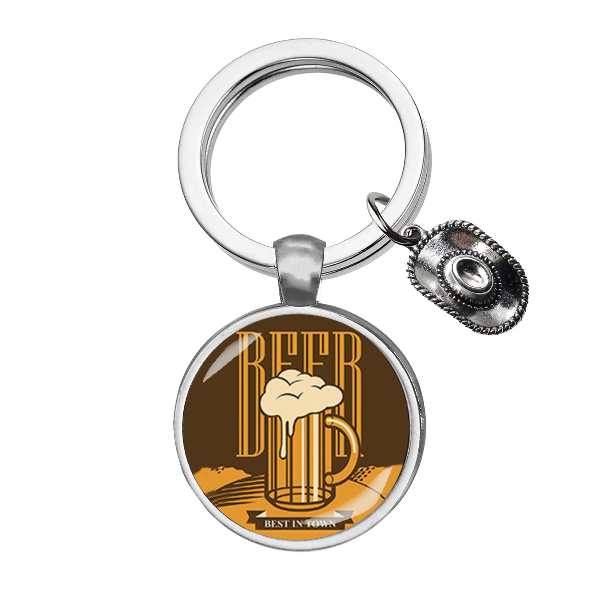 Wholesale Cowboy Hat Beer Stainless Steel Keychain