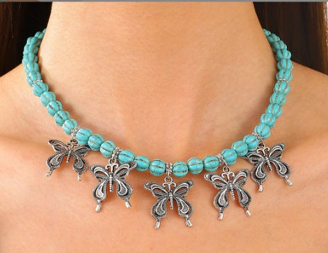 Wholesale Cracked Pine Stone Bohemian Snail Peach Heart Pendant Necklace