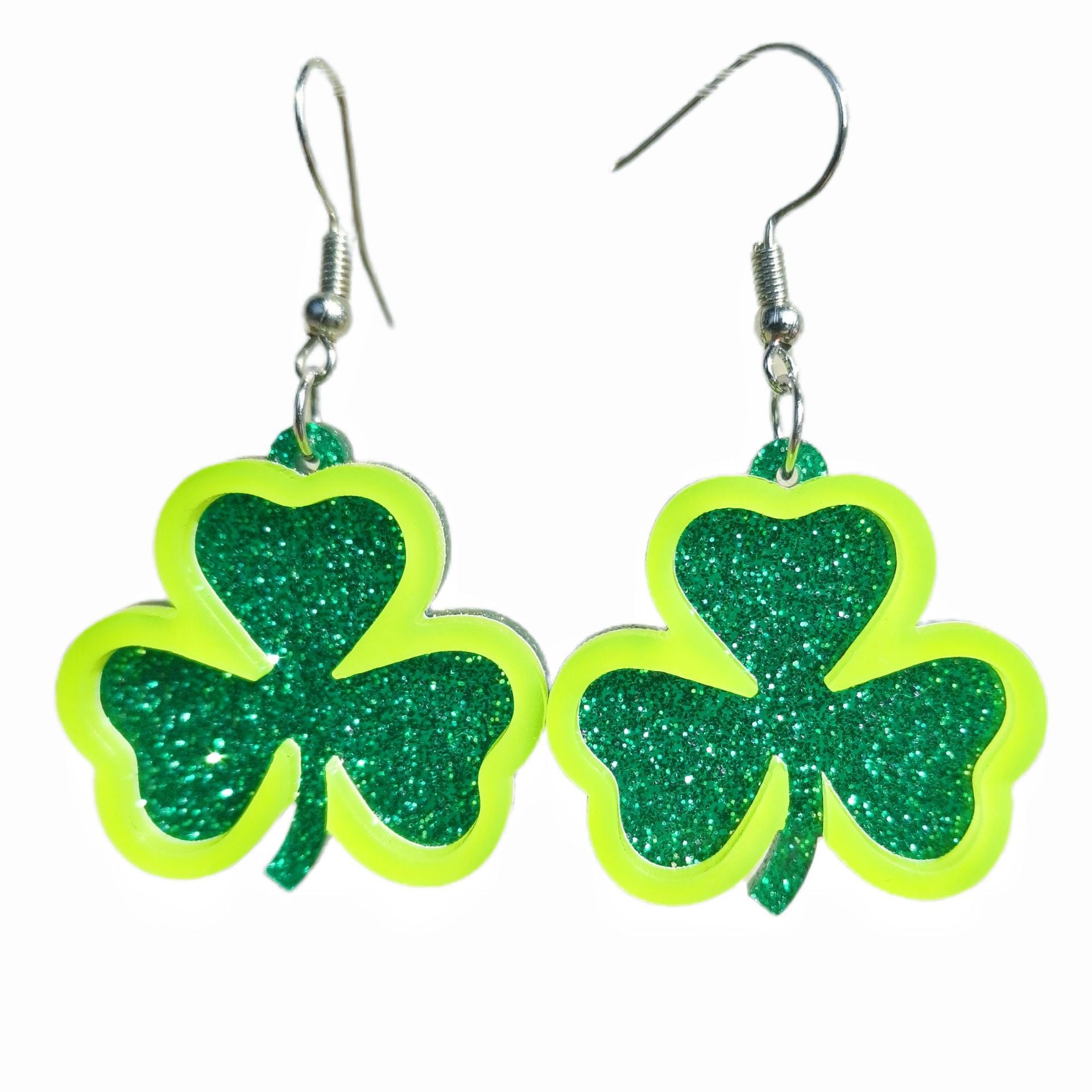 Wholesale Green Fashion Simple Lucky Clover St. Patrick Clover Personality Earrings