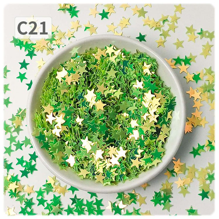 Wholesale DIY oil painting sequins starry sky scattering five-pointed star gold light flat non-porous sheet