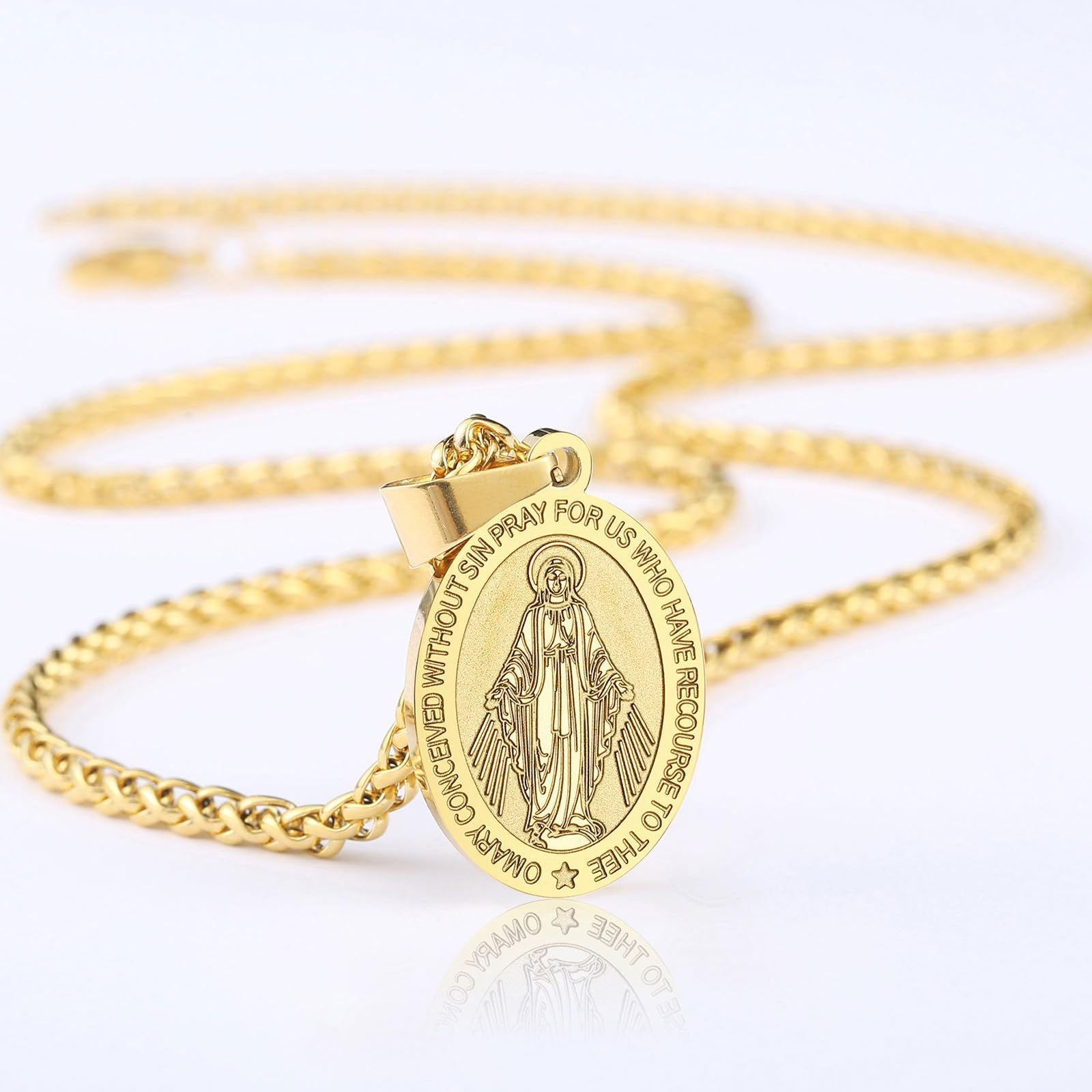 Wholesale Titanium Steel Virgin Mary Pendant Necklace Men' s Pendant Hip Hop Accessories