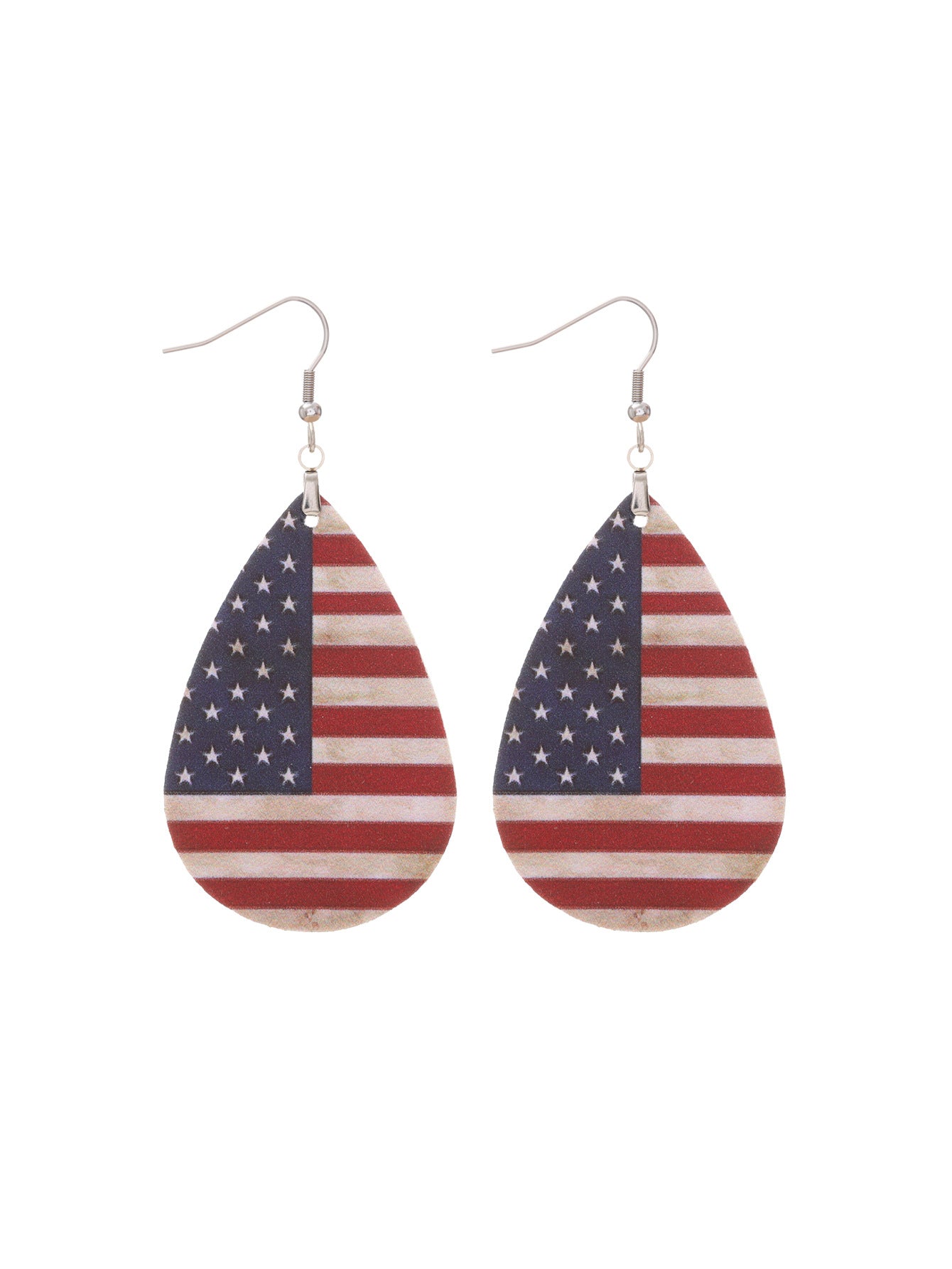 Wholesale Independent Day Stripe Star Water Drops American PU Leather Ear Ring