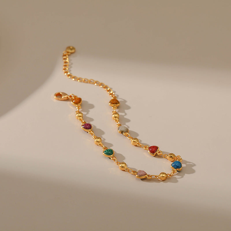 Wholesale Geometric Love Flash Powder Creative Summer Copper Bracelet