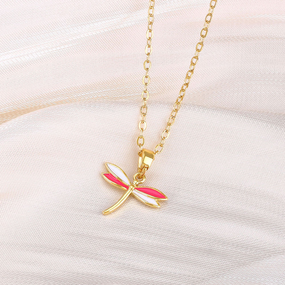 Wholesale Cute Animal Pendant Necklace Turtle Butterfly Dragonfly Design Real Gold Plated Copper Fashion Jewelry Gift