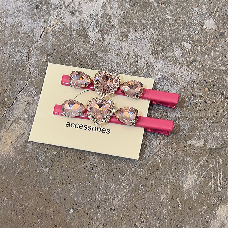 Wholesale Pink Love Rhinestone Hair Clips