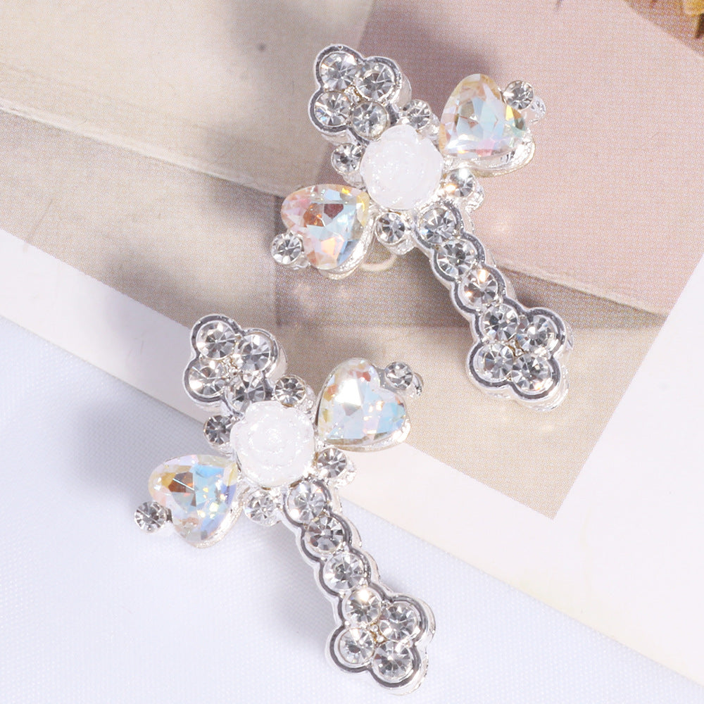 Wholesale 6 pcs/pack double-sided alloy flower-shaped cross DIY jewelry accessories