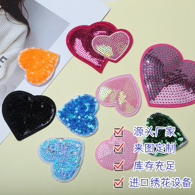 Wholesale 10pcs Multi colored love sequins cartoon embroidery DIY Patches