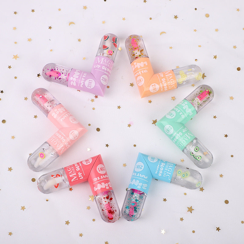 Wholesale 24pcs Double-ended 2-in-1 Love Moisturizing Lip Gloss