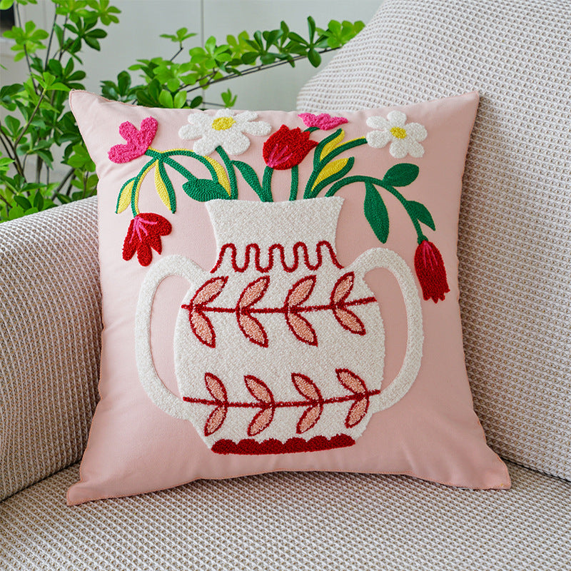 Wholesale Canvas Embroidered Floral Pillowcases