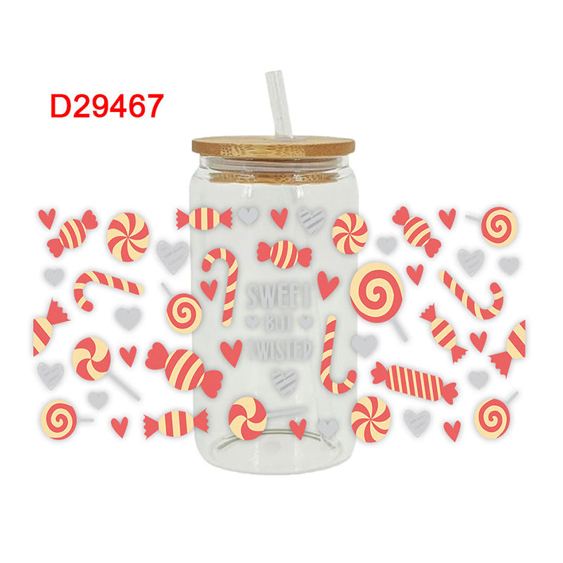 Wholesale Colorful Christmas Series  16oz Cup UV DTF Wraps