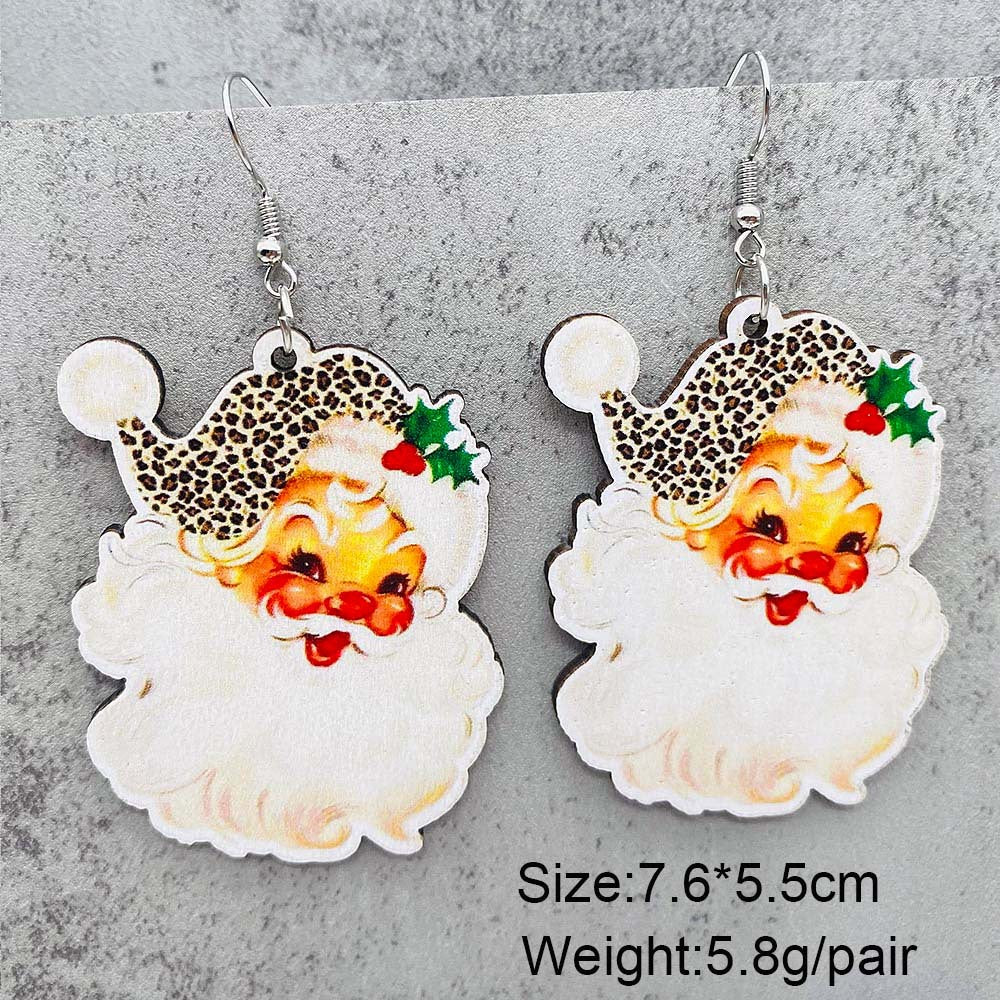 Wholesale Santa Claus Bells Red Car Water Drop Wooden Earrings