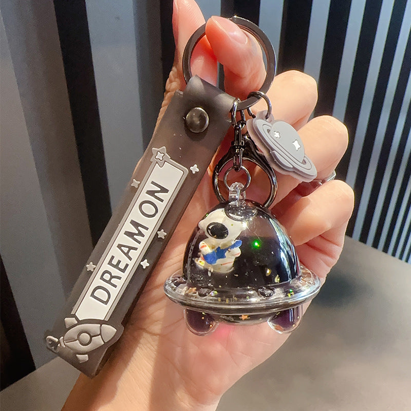 Wholesale Cartoon Black Gold Astronaut Astronaut Doll Into Oil Quicksand Drift Bottle Acrylic Keychain