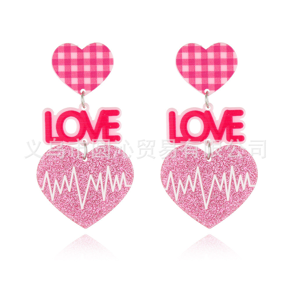 Wholesale  Valentine' s Day Peach Heart Earrings