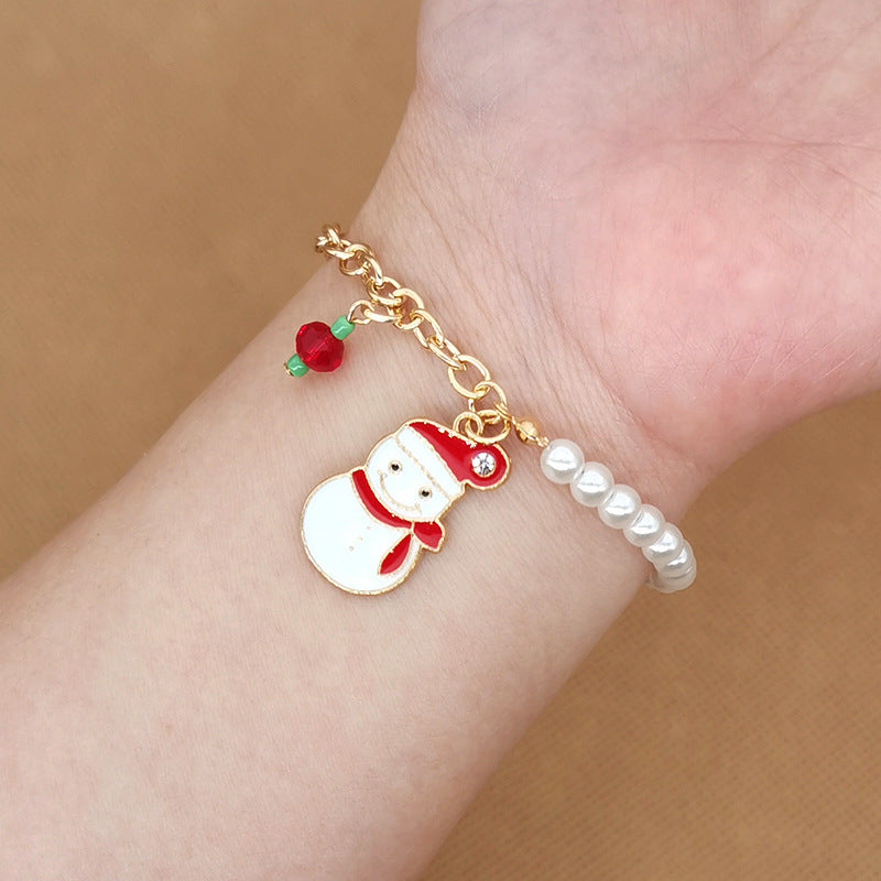 Wholesale 2PCS Santa Claus Snowman Alloy Bracelet