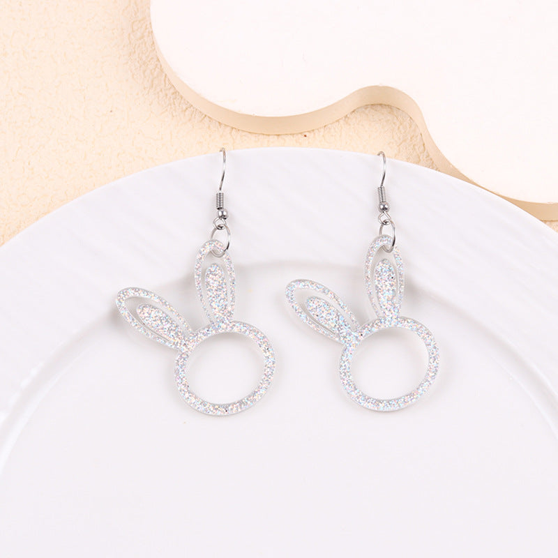Wholesale Easter Asymmetric Rabbit Easter Egg Acrylic Earrings