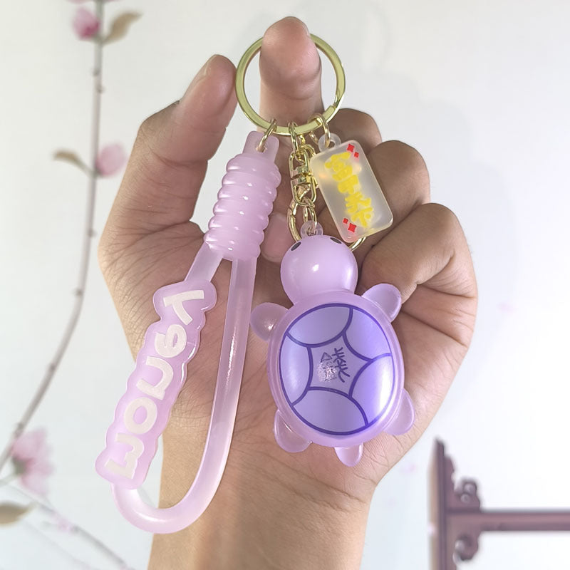 Wholesale Internet Celebrous Luminous Money Little Turtle Keychain Cute School Bag Pendant Key Chain Accessories Doll Machine Gift Keychains