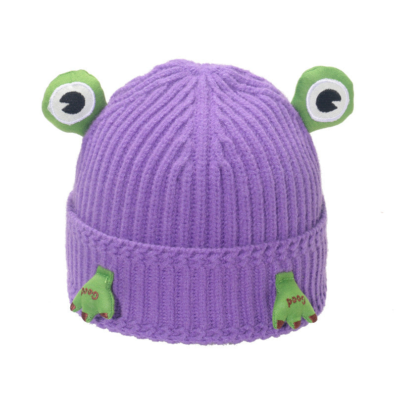 Wholesale 2023 Autumn and Winter New Cute Cartoon Frog Acrylic Earmuffs Head Cap Woolen Hat