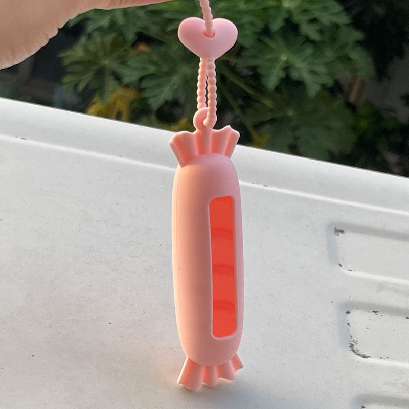 Wholesale Lipstick case silicone protective case bow lipstick bag keychain