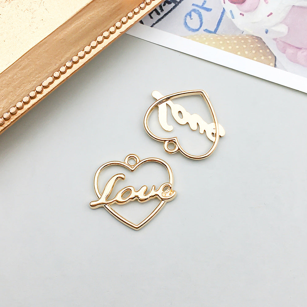 Wholesale 1 KC Gold Alloy Simulation Heart Letter Series DIY Pendant