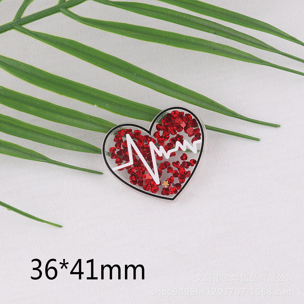 Wholesale 10pcs FlatBack Quicksand Cartoon Nurse Clothes Medical Acrylic Patch