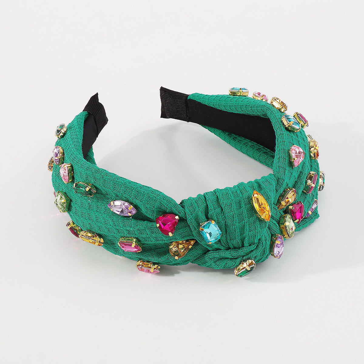 Wholesale Hair Art Full Diamond Creative Knotted Colorful Diamond Headband