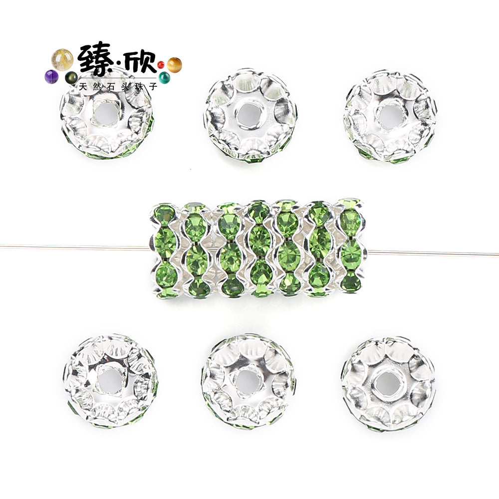 Wholesale 60pcs 12MM Color Wave Rhinestone Diamond Ring Spacer Beads