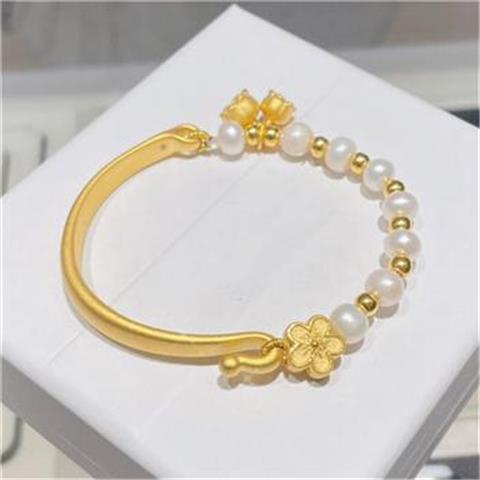 Wholesale New Internet Celebrity Pearl Blossom Orchid Peach Blossom Half Bracelet Niche Design Bracelet for Girlfriend