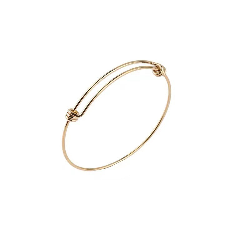 Wholesale Simple Titanium Steel Plated 18K Gold Round Adjustable Wire Bracelet