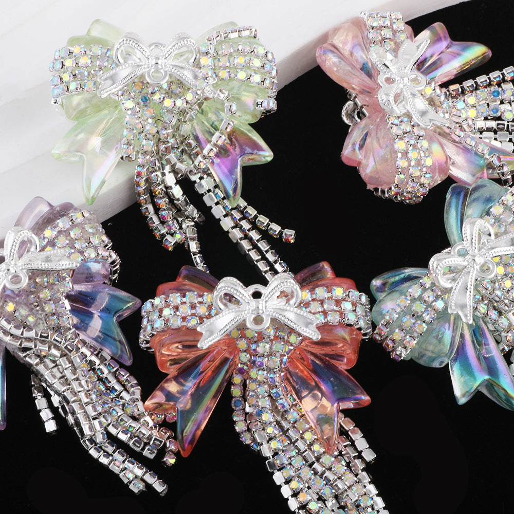 Wholesale Diamond chain tassel bow diamond ball straight hole beads DIY accessories