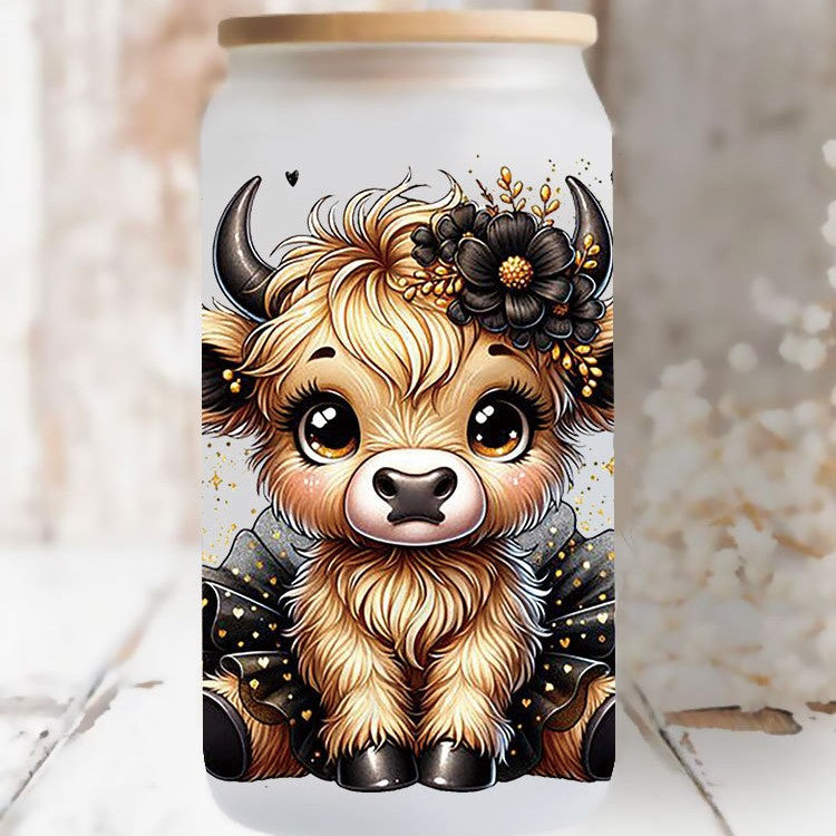 Wholesale Colorful Cartoon Cow 16oz Cup UV DTF Wraps