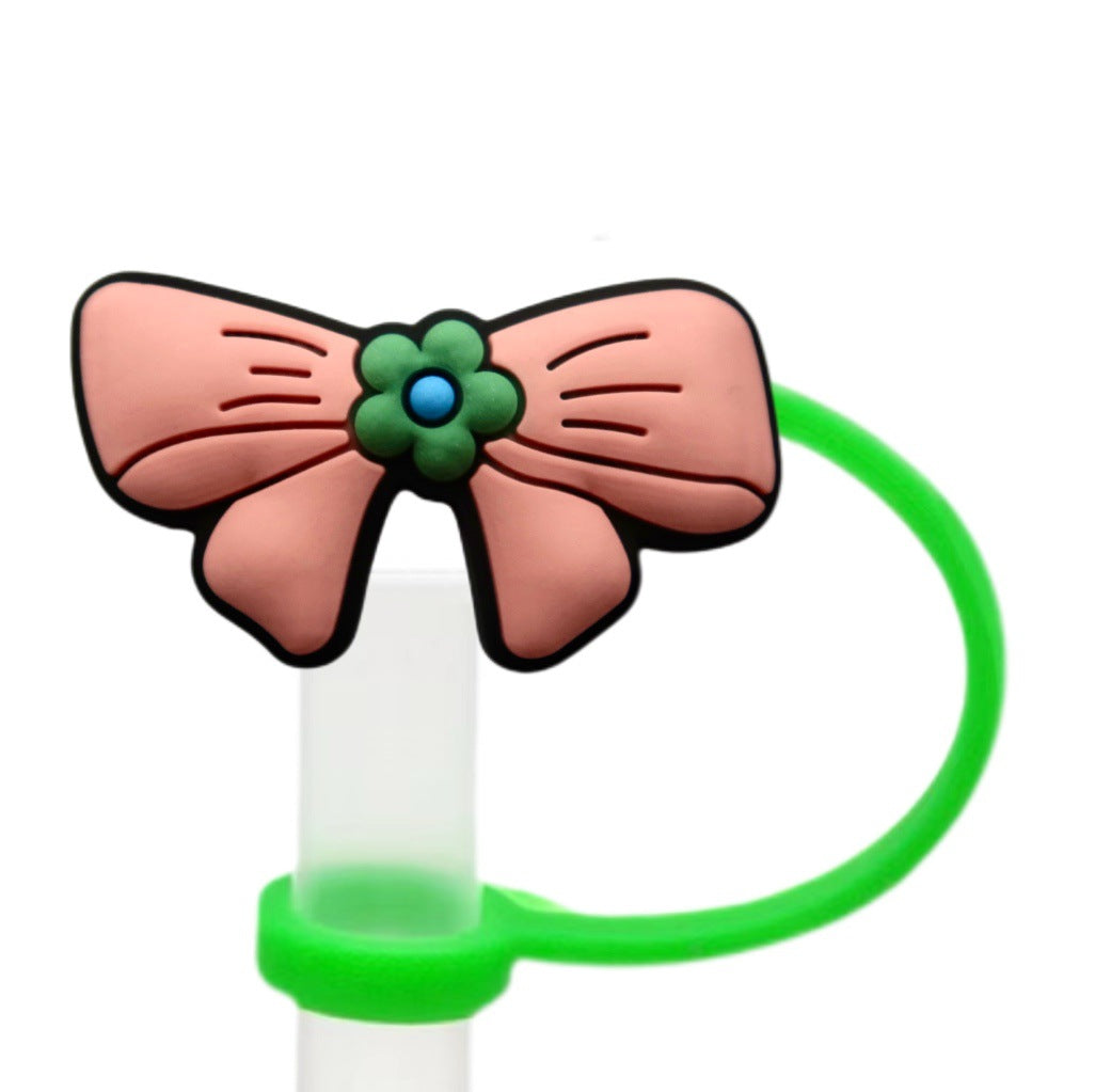 Wholesale 10pcs Bow Straw Cap Silicone Straw Tube Cap