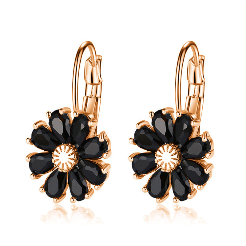 Wholesale Flower Colored Zircon Earrings