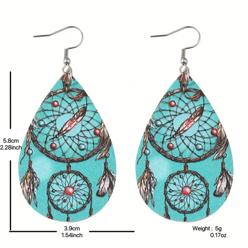 Wholesale Colorful Dream Catcher Double Sided Print Earrings