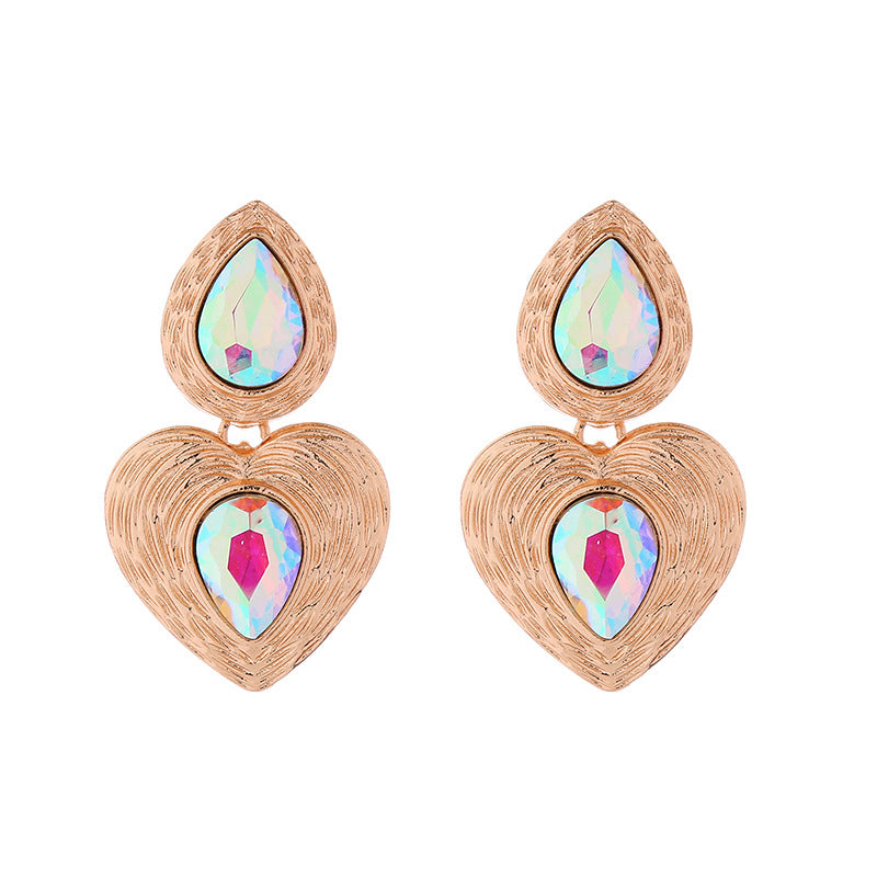 Wholesale Retro Metal Irregular Multi-layered Love Antique Style Golden Earrings