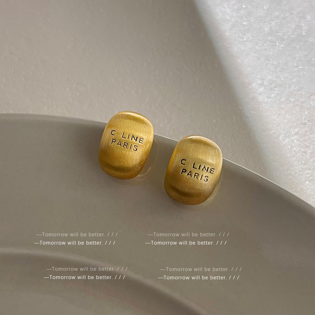 Wholesale Golden brushed frosted geometric earrings