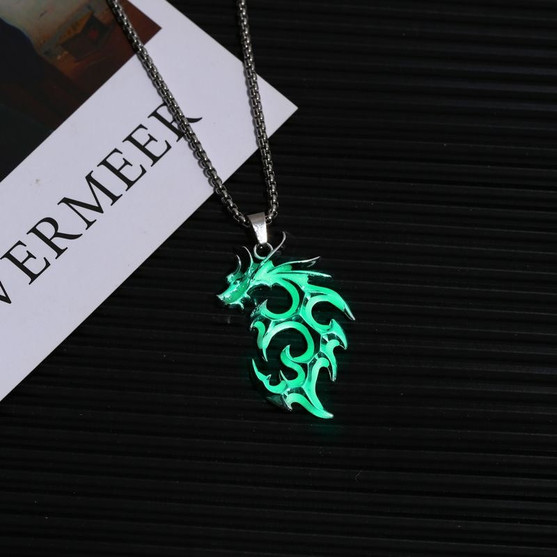 Wholesale Flame Dragon Wolf King Hip-Hop Personality Disco Design Couple Necklace