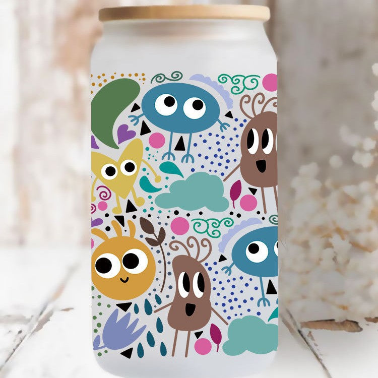 Wholesale Uv Transfer Sticker Glass Cup  Crystal Sticker 16oz Cup UV DTF Wraps