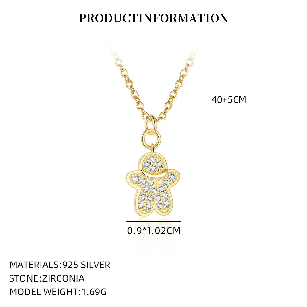 Wholesale S925 Sterling Silver Christmas Tree Pendant Necklace with Full Diamonds