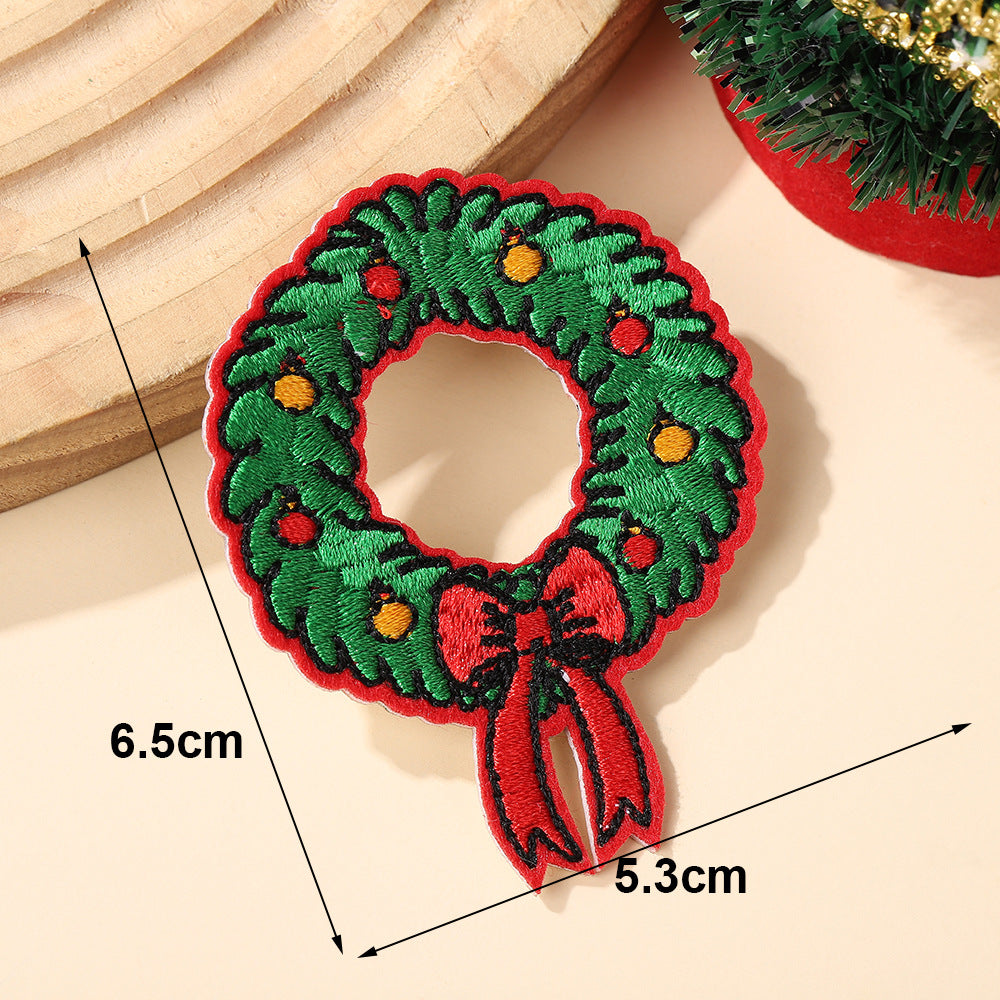 Wholesale Christmas Bow Embroidered Self Adhesive Sticker Patch For Bags Clothing DIY Fashion Accessory Craft Supply