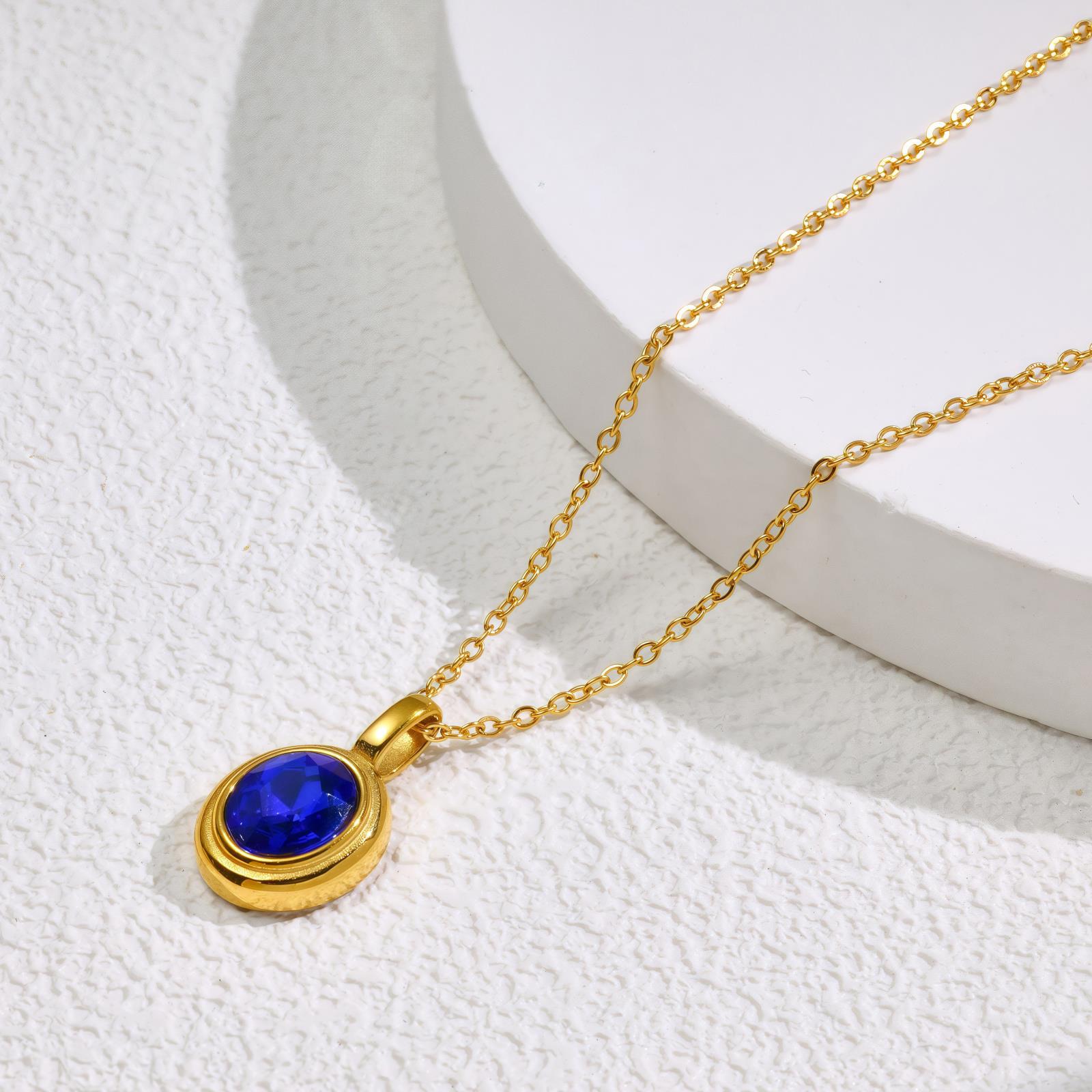 Wholesale Inlaid colored zircon titanium steel necklace
