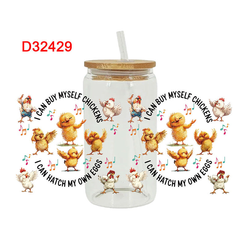 Wholesale Cartoon cute and colorful animals 16oz Cup UV DTF Wraps