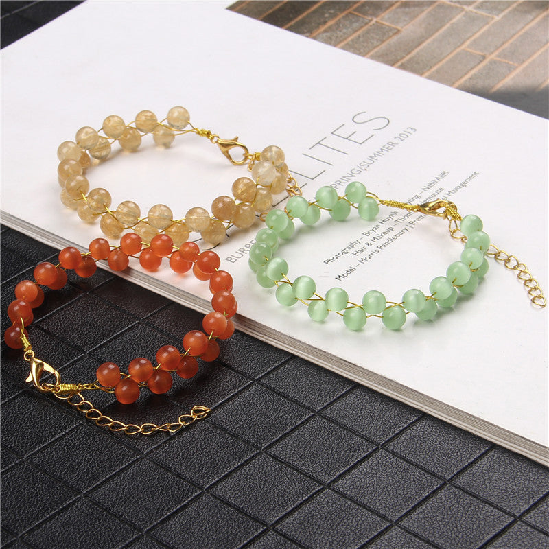 Wholesale Natural Stone Glass Beads Agate Bracelet