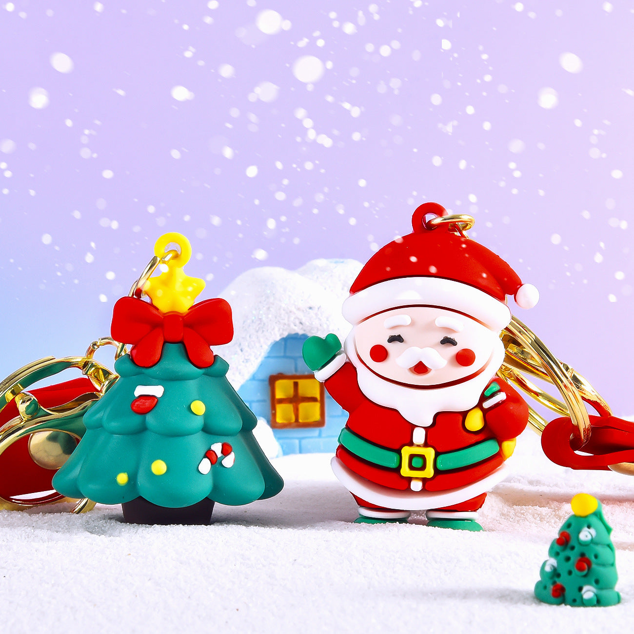 Wholesale Christmas Pendant Santa Claus Elk Christmas Tree PVC Keychain