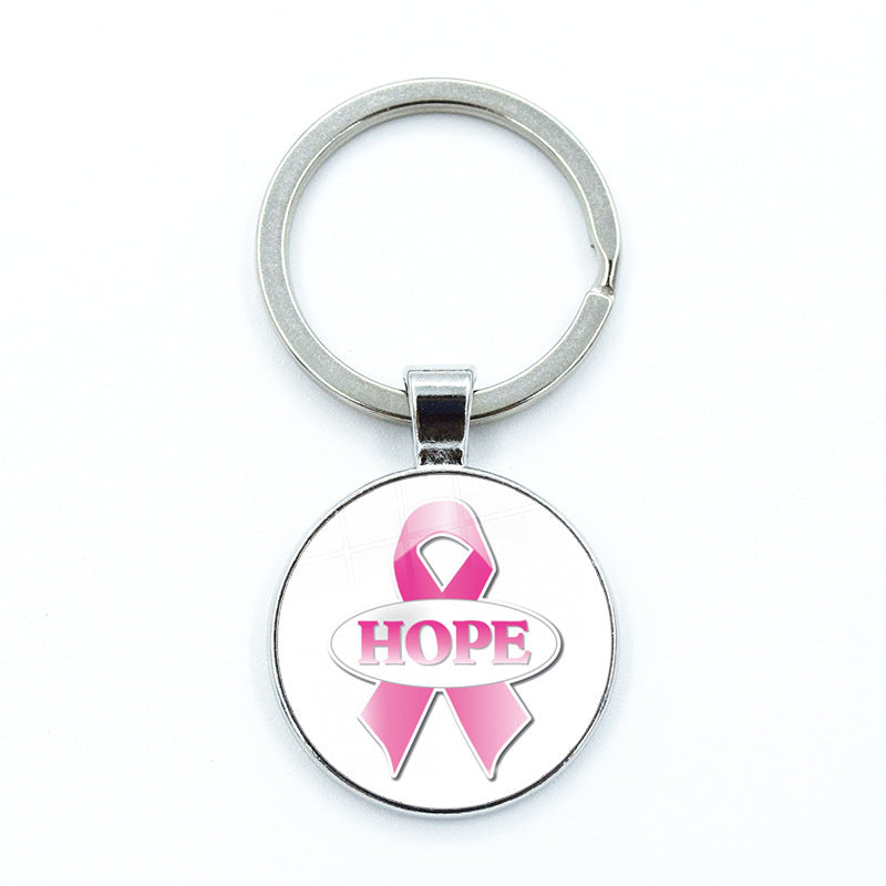 Wholesale Care Breast Cancer Vermicelli with Zinc Alloy Key Chain