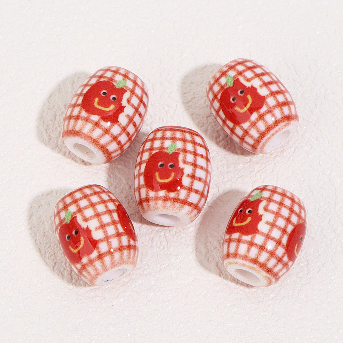Wholesale 10pcs color printed apple oval acrylic beads