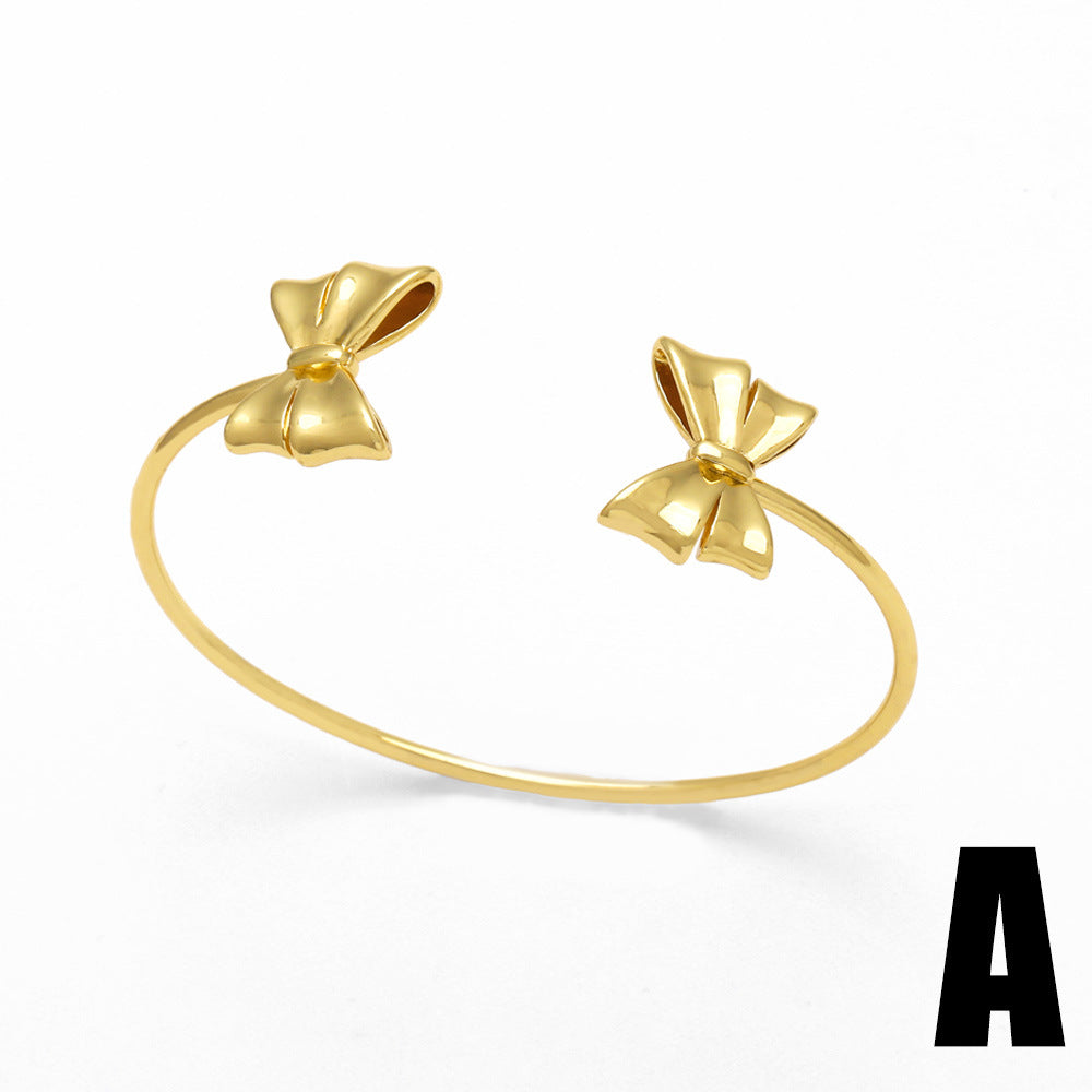 Wholesale Bowknot Polished Copper 18k Gold Plated Bracelet