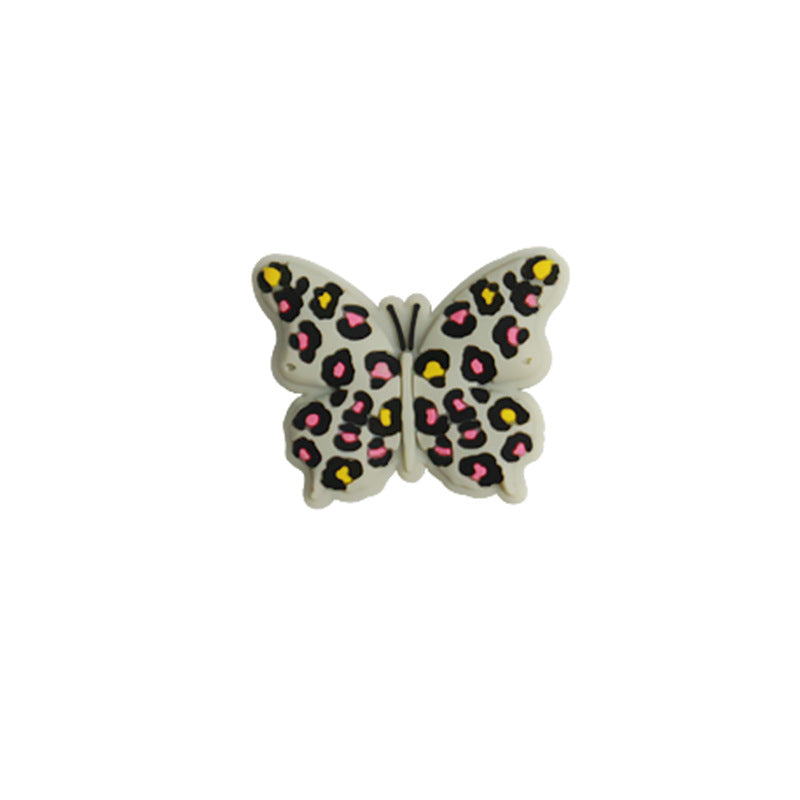 Wholesale 10pcs Creative Leopard Butterfly Silicone Loose Beads