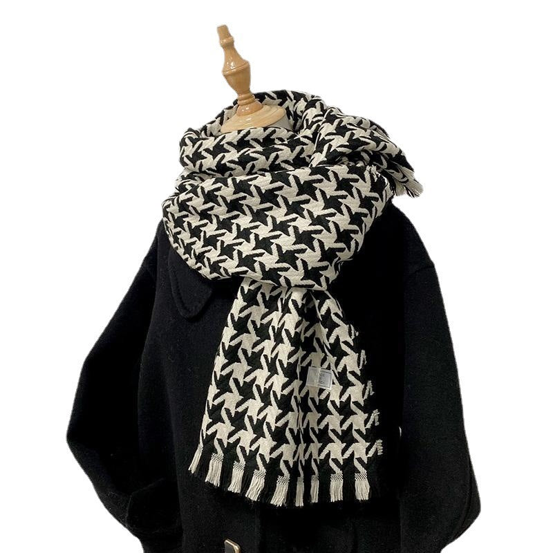 Wholesale Wool Acrylic Houndstooth Scarf