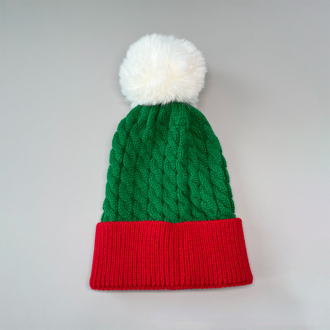 Wholesale Christmas Knitted Beanie Warm Wool Ball Hat