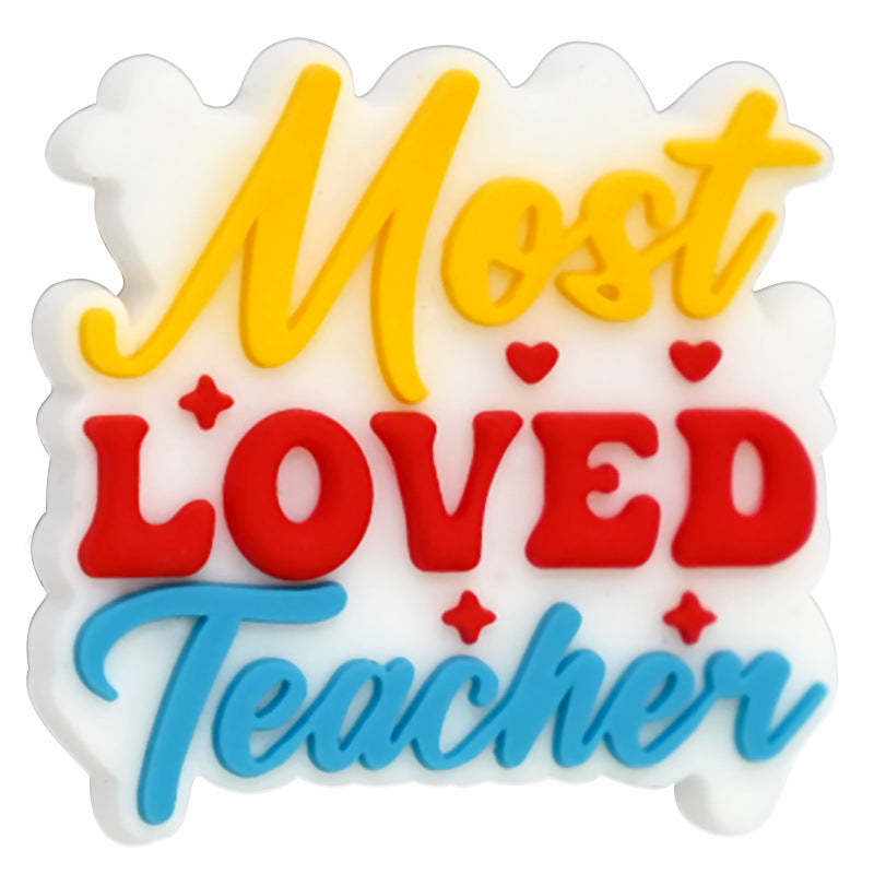 Wholesale  Random 100pcs/pack  Cartoon Phrases Teacher' s Day Beads  Focal Beads